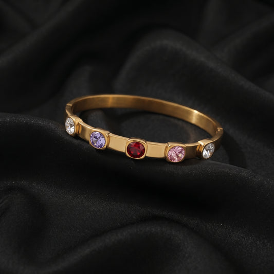 Stainless Steel - stones Bangle for Women | Waterproof & Tarnish-Free