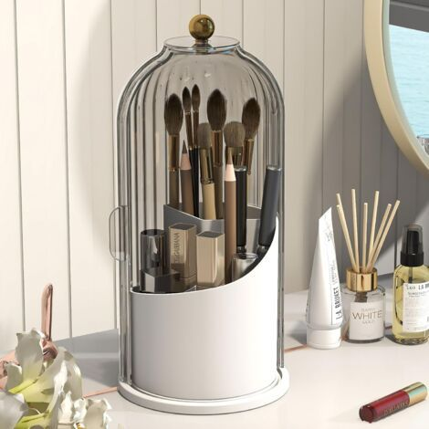 Luxury Ribbed Brush Organizer with Clear Cover