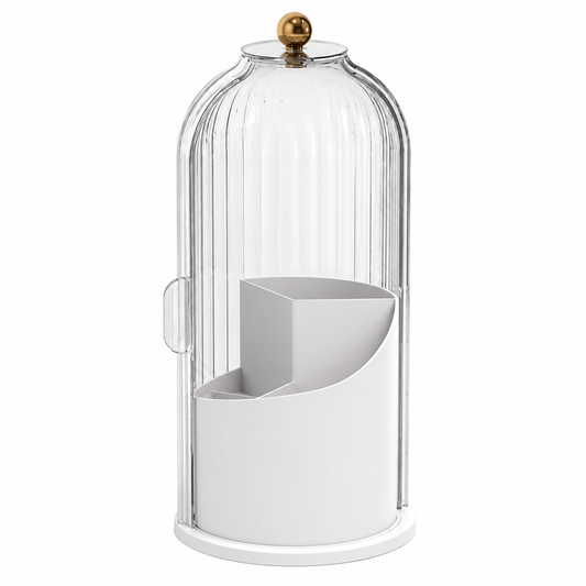 Luxury Ribbed Brush Organizer with Clear Cover