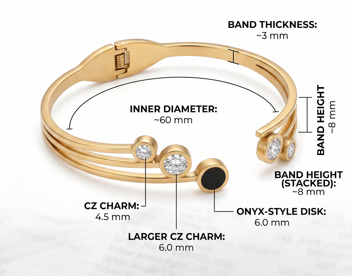 Gold Stainless Steel Open Cuff Bangle for Women