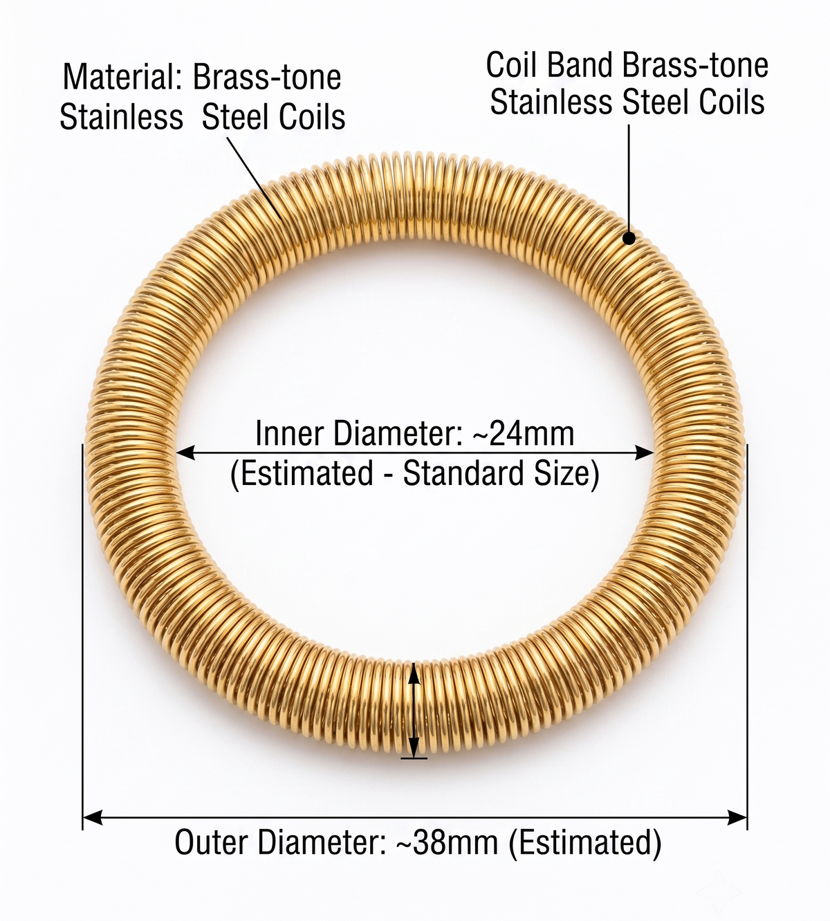 Stainless Steel Bangle - Gold Coil Texture Bangle