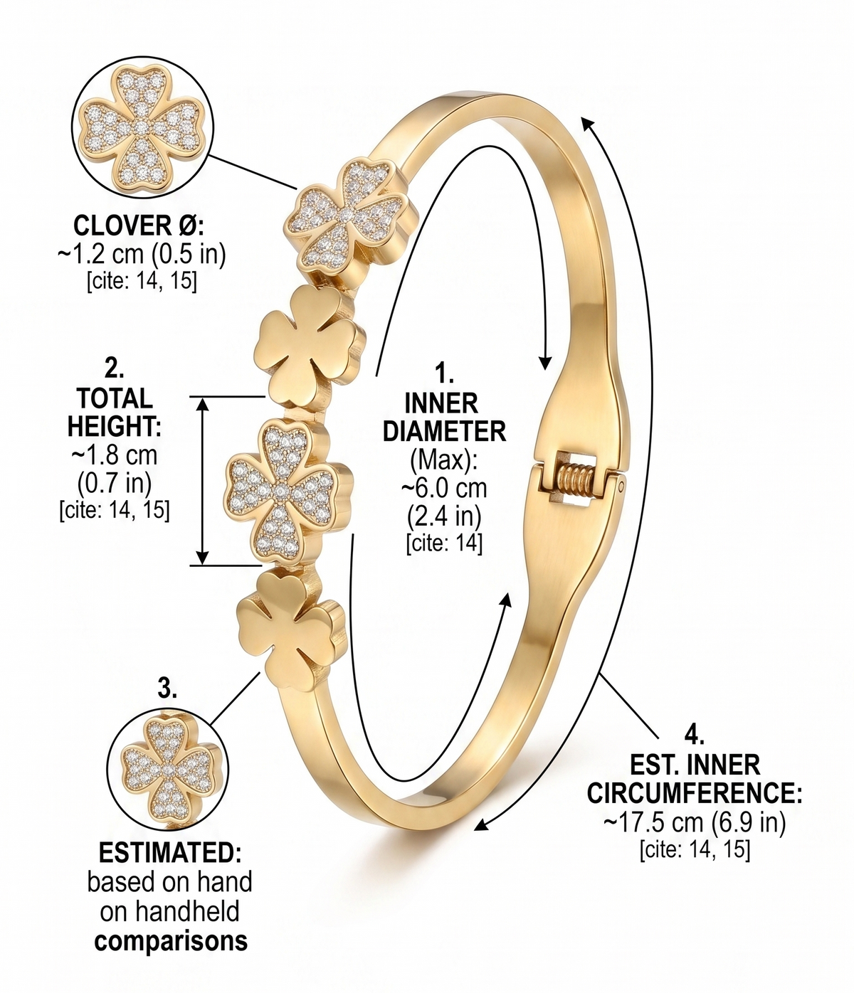Ladies Bracelet - Zircon Stone Gold Bangle