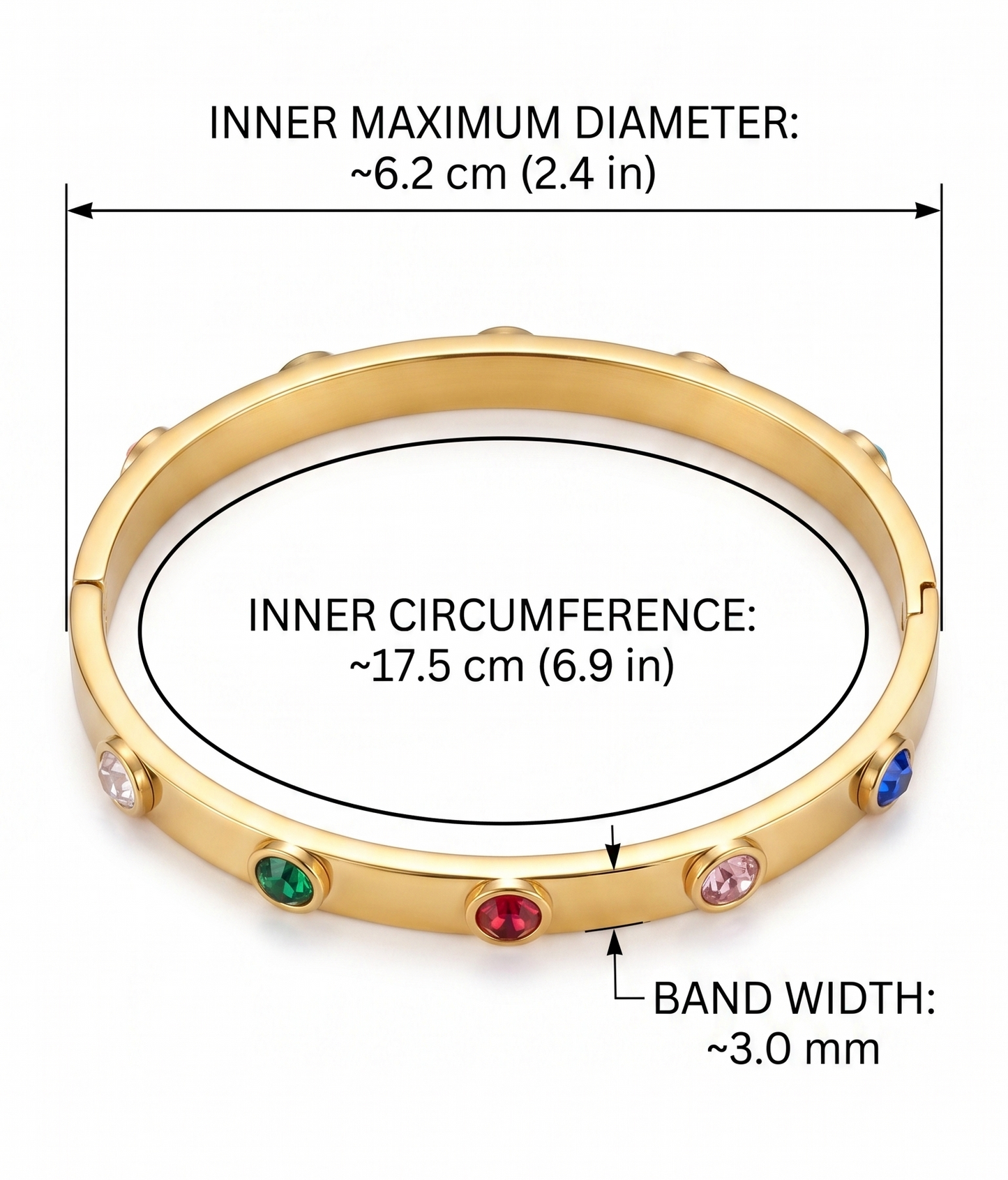 Stainless Steel - stones Bangle for Women | Waterproof & Tarnish-Free
