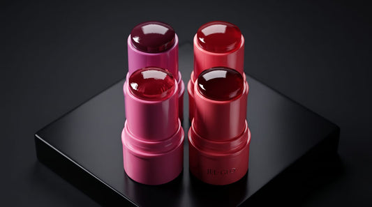 Jelly glow lip balm sticks in berry pink and cherry red