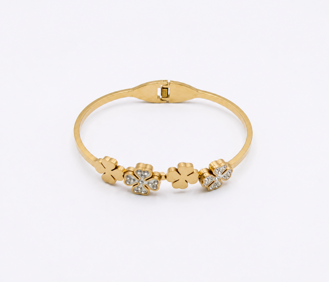 Silver Stainless Steel Bangle - Pearl Beaded Wristband