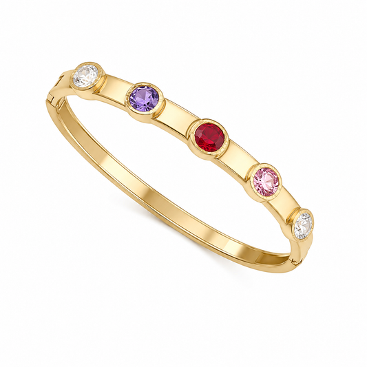 Stainless Steel - stones Bangle for Women | Waterproof & Tarnish-Free