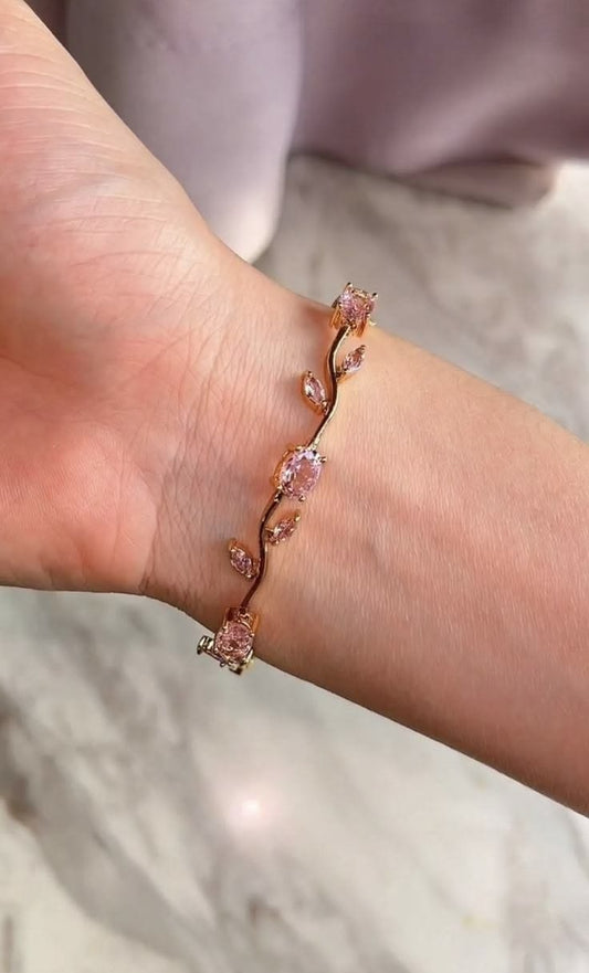Tulip Bracelet for Women – Elegant Pink Crystal Jewellery