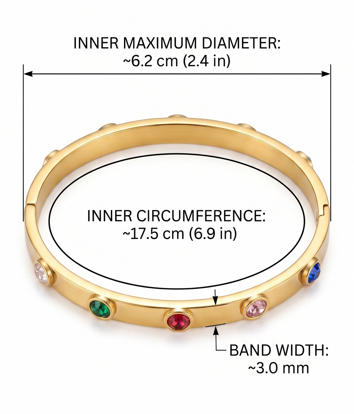 Stainless Steel - stones Bangle for Women | Waterproof & Tarnish-Free