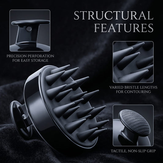 Silicone Massage Shampoo Brush black close up