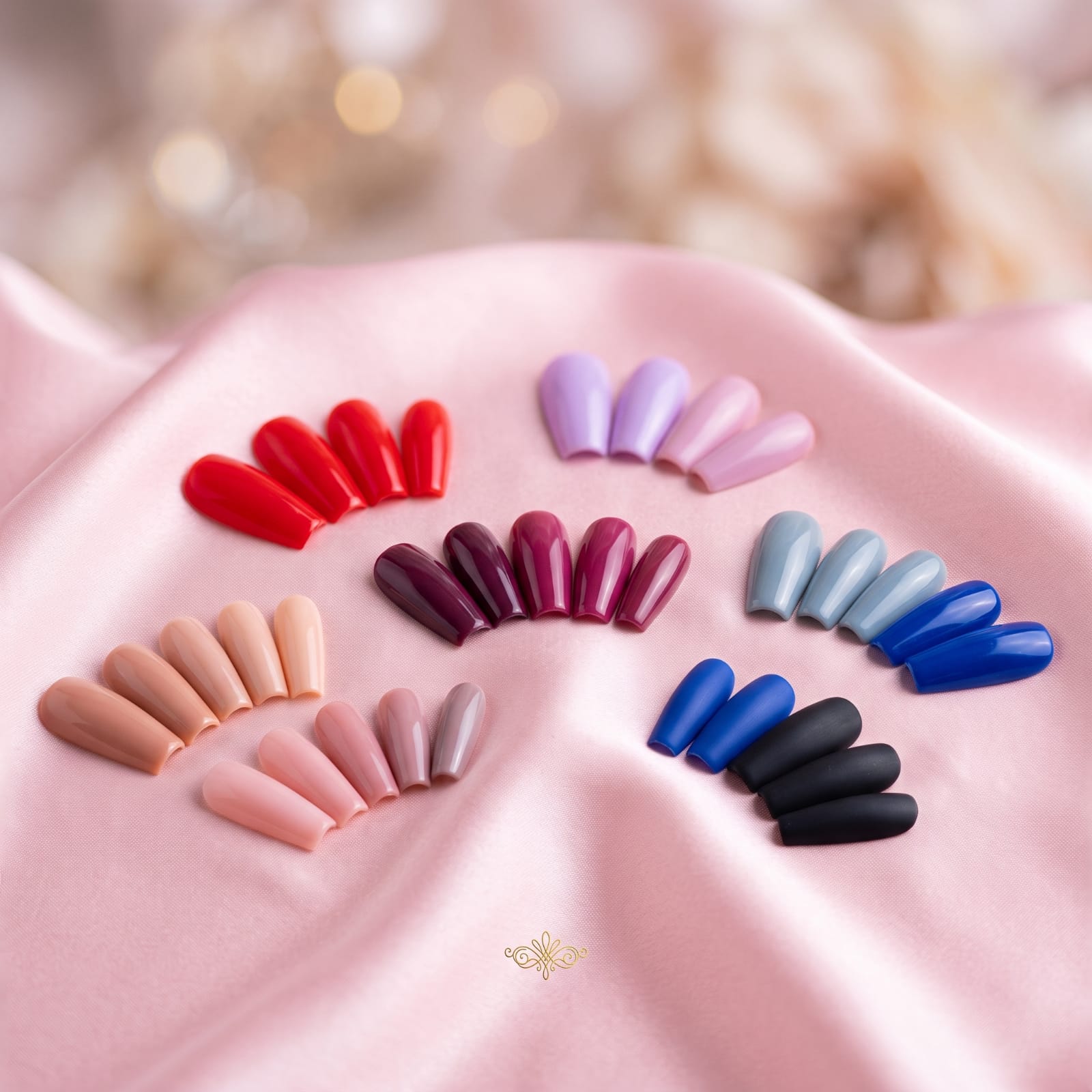 French tip almond press-on nails pink satin