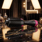Electric Hair Dryer Brush on marble surface showing HIGH MIDDLE LOW OFF settings