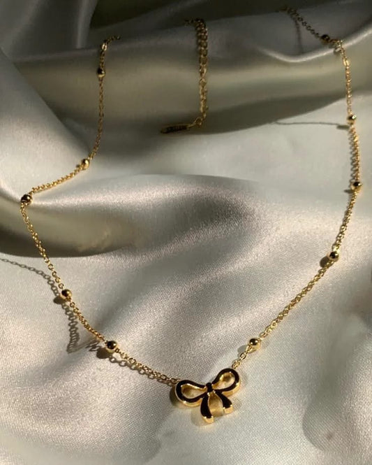 Gold Bow Pendant Necklace – Premium Stainless Steel